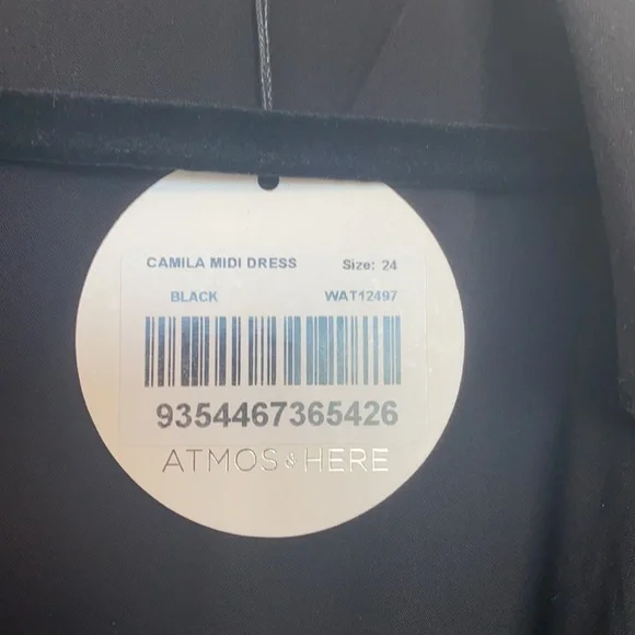 SALE ✨ Atmos&Here Iconic Brand Black midi wrap around button dress size 24 NWT - Picture 9 of 9